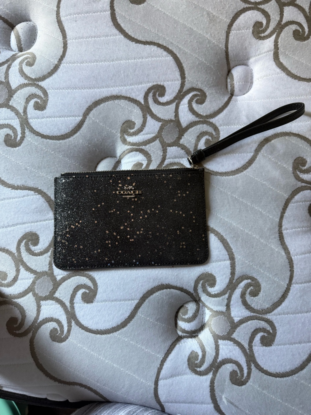 Coach Black Glitter Wristlet Card Case